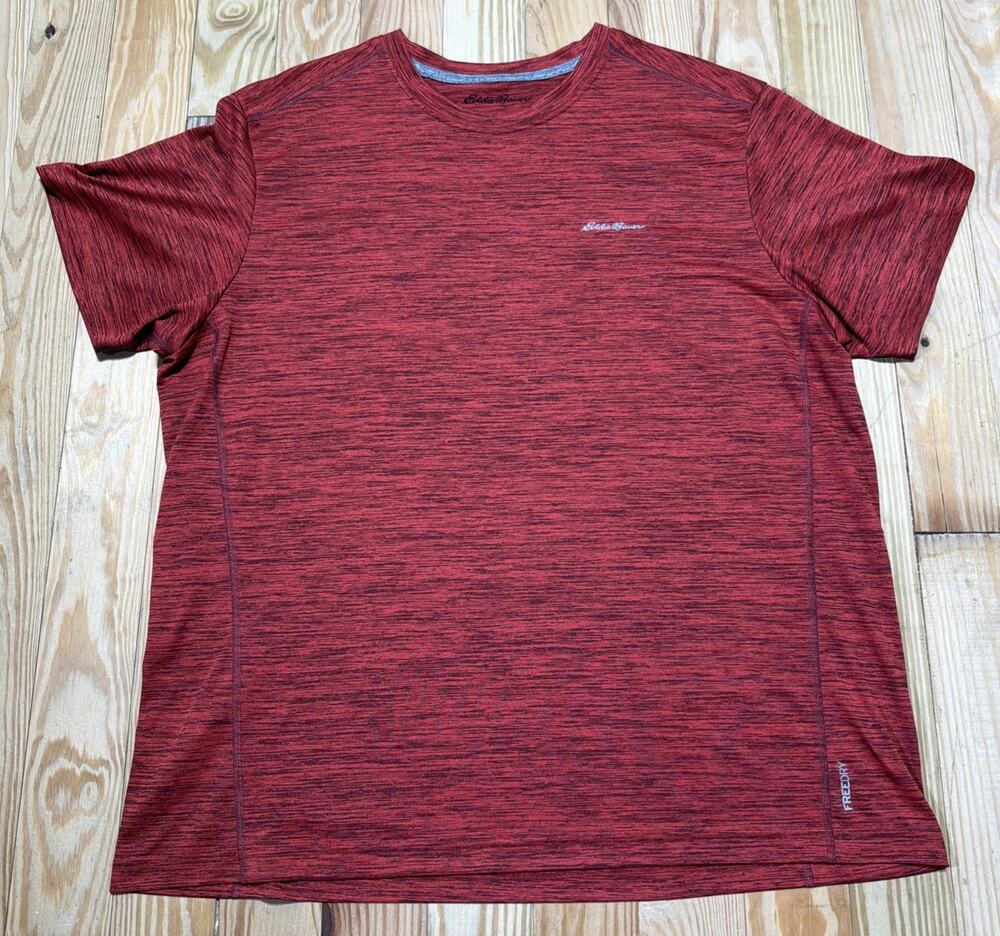 Eddie Bauer Shirt Mens XL Performance Short Sleeve Freedry Heather Red Running